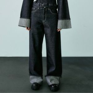 Zara Turned Up Cuff Denim Jeans